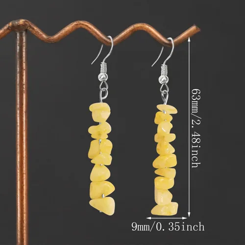 Vista 2 de JIUIQL Aretes de cuarzo de cristal bohemios hechos a mano, únicos y coloridos aretes colgantes de piedra natural para mujeres y niñas, regalos