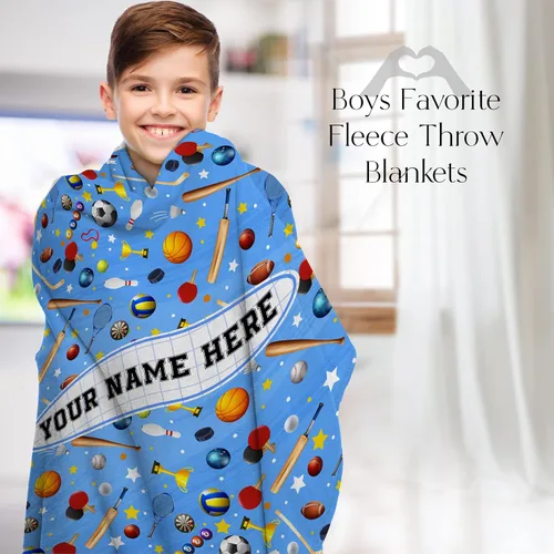 Vista 3 de Manta personalizada para niños y niñas Manta de atleta suave y cálida Manta personalizada para niños Manta personalizada para viajes Manta