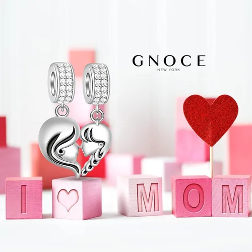 Vista 2 de GNOCE Dijes familiares de plata de ley 925 con colgante de plata de ley 925 para pulsera collar joyería regalos para madre y padre