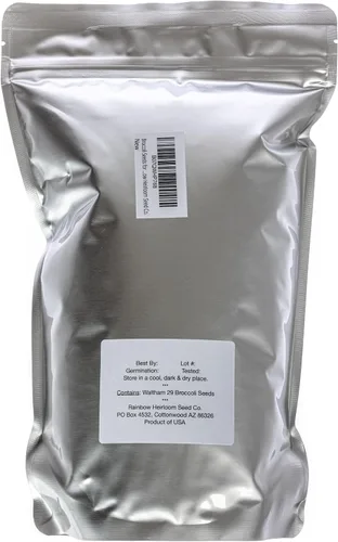 Vista 4 de Semillas de brócoli para germinado y microverdes Variedad Waltham 29 Semillas sin OMG y de legado Bolsa resellable de 1.13 kg (40 oz) al por