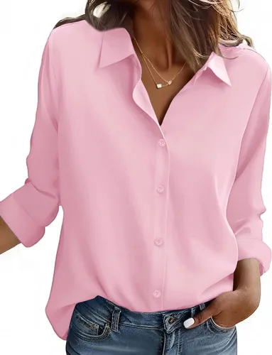 Vista 27 de ZEAGOO Camisa de manga larga con botones para mujer, blusas con estampado floral, trajes de trabajo casuales de negocios, tallas S-XXL