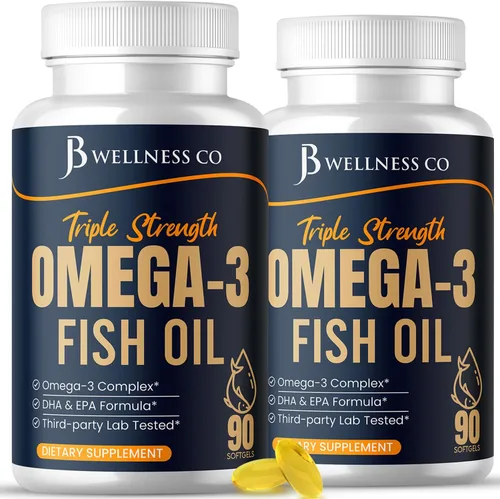 Vista 7 de Aceite de pescado Omega 3 Triple Strength 3750 mg - EPA y DHA - Más de 3000 mg de ácidos grasos omega-3 - 1350 mg EPA + 900 mg DHA - Los mejores