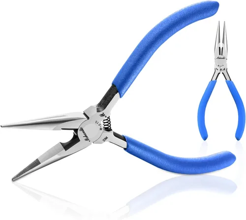 Vista 5 de Alicates de punta de aguja de mandíbula lisa, alicates de punta larga de acero de alto carbono sin dentar de 4.8 pulgadas para fabricación de joyas