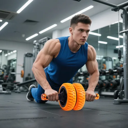 Vista 7 de Rueda de rodillo abdominal, rueda de ejercicio de entrenamiento de fuerza de 6 pulgadas para hombres, mujeres y principiantes, equipo de fitness