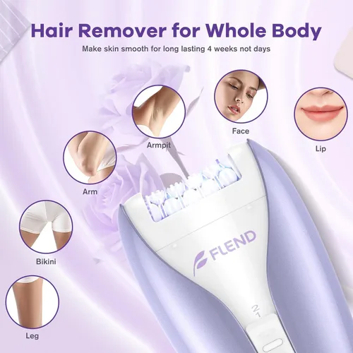 Vista 2 de Epilator for Women, Silent Facial Hair Removal Device, Smooth Glide Tech 2 Speeds & 36 Tweezers Gentle Efficient Hair Removal Cordless Epilators for