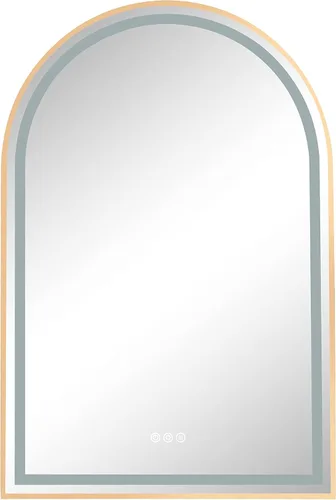 Vista 5 de 39 pulgadas de ancho x 26 pulgadas de alto, espejo LED rectangular de gran tamaño con marco de oro rosa, antiniebla, regulable, para montaje