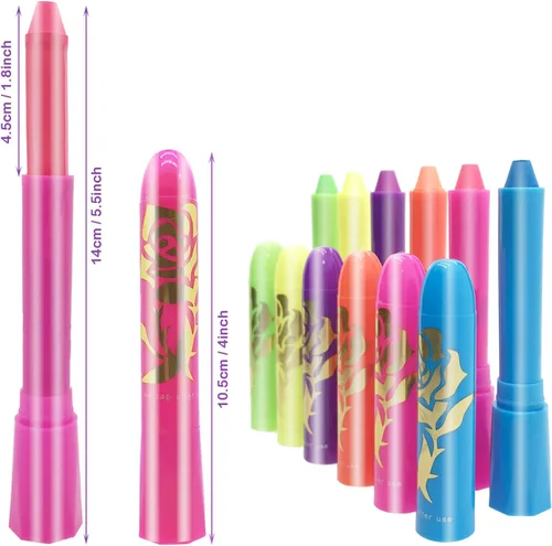 Vista 2 de Kit de pintura facial que brillan en la oscuridad, kit de pintura corporal bajo los rayos UV y la luz negra, maquillaje no tóxico para bailes