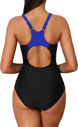Vista 2 de beautyin Trajes de baño deportivos de una pieza para mujer, con control de abdomen, adelgazantes, trajes de baño deportivos