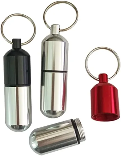 Vista 3 de FAYALA - Pastillero para llavero, mini pastillero portátil para bolso, pastillero de bolsillo impermeable, contenedor de medicamentos EDC, portador