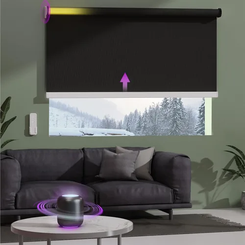 Vista 10 de Astomi Persianas enrollables motorizadas para ventanas, persianas inteligentes opacas para interiores, control remoto y de voz sin esfuerzo