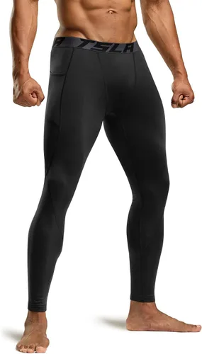 Vista 15 de TSLA - Pantalones de compresión térmica para hombres, calzas deportivas para correr, ropa base de invierno