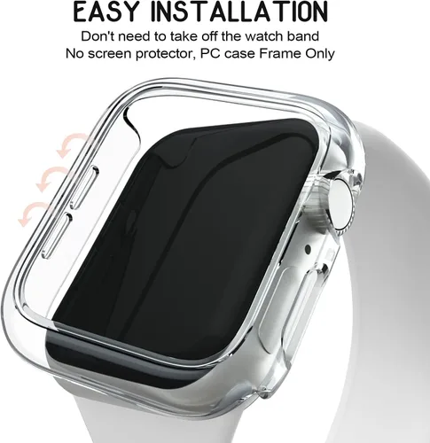 Vista 3 de Mugust Paquete de 4 unidades compatibles para carcasa Apple Watch 1.496 pulgadas Series 3 2 1, carcasa rígida de PC parachoques marco de protección