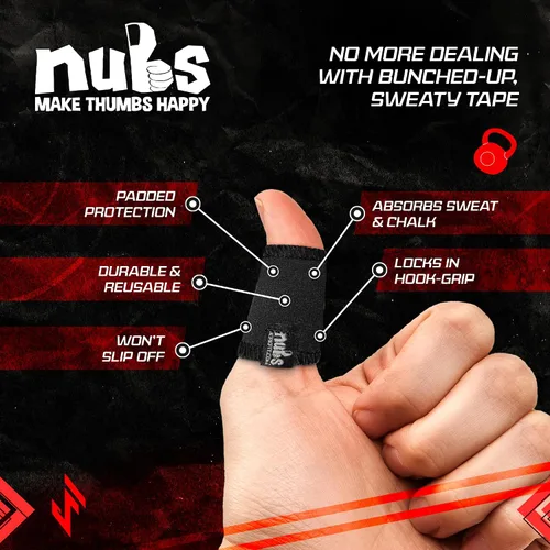 Vista 2 de JerkFit Nubs - Protector de pulgares para agarre de gancho, sin látex, reutilizable, lavable, para evitar callos, ampollas y lágrimas
