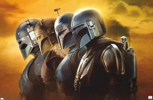Vista 9 de Trends International Star Wars: The Mandalorian Season 3 - Póster de pared de cascos, 22.37 x 34.00 pulgadas, versión enmarcada en blanco