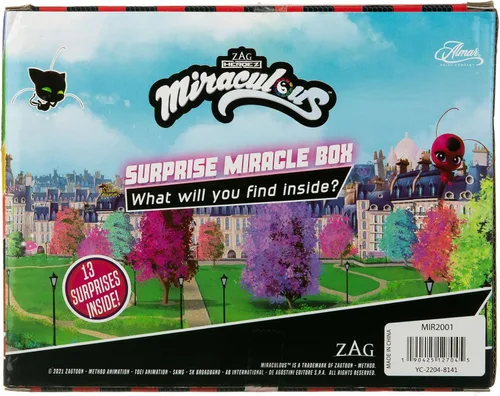 Vista 7 de Caja milagrosa de 13 piezas sorpresa con temática de mariquita y gato Zag Heroez Noir Toys Surprise con calcomanías para niños, premios
