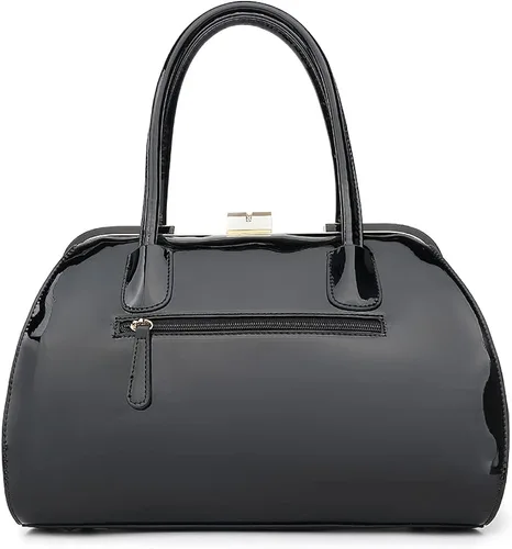 Vista 4 de Style Strategy Monederos de cuero de charol para mujer, asa superior con cierre de beso, bolso cruzado para mujer