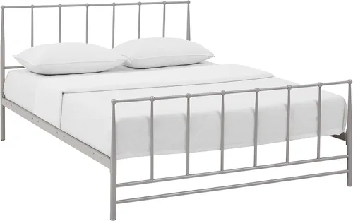 Vista 6 de Modway Cama de plataforma King de metal de acero con soporte de listones de metal en blanco