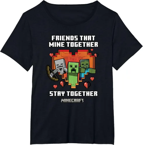 Vista 26 de Minecraft Camiseta de San Valentín Friends That Mine Together Mobs, Negro