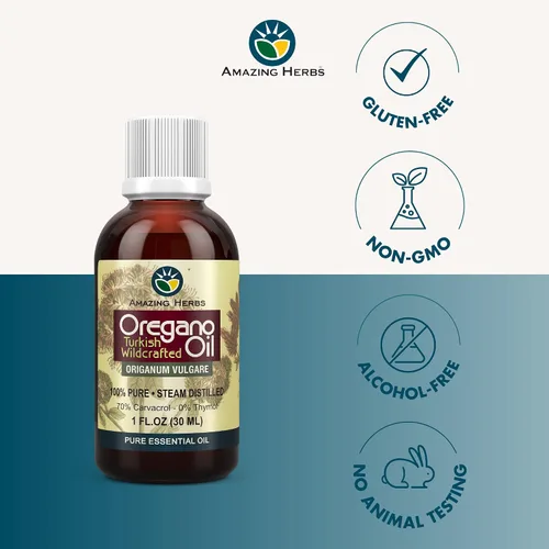 Vista 5 de Amazing Herbs Aceite esencial de orégano puro, aceite de orégeno 100% puro, mejora la salud cardiovascular y promueve la salud gastrointestinal