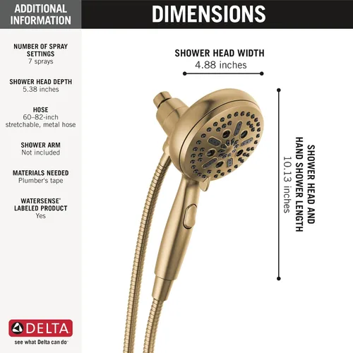 Vista 3 de Delta Faucet 54810-CZ-PK SureDock - Ducha magnética de mano, bronce champán, 7 ajustes de pulverización