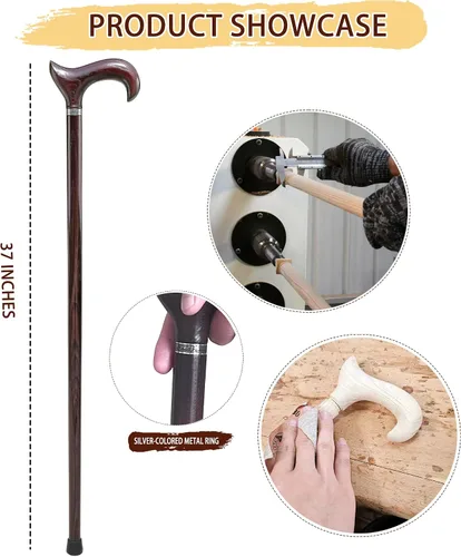 Vista 5 de Bastones de dragón para hombres, bastones de madera hechos a mano para hombres y mujeres, resistentes hasta 500 libras, exquisito palo ergonómico