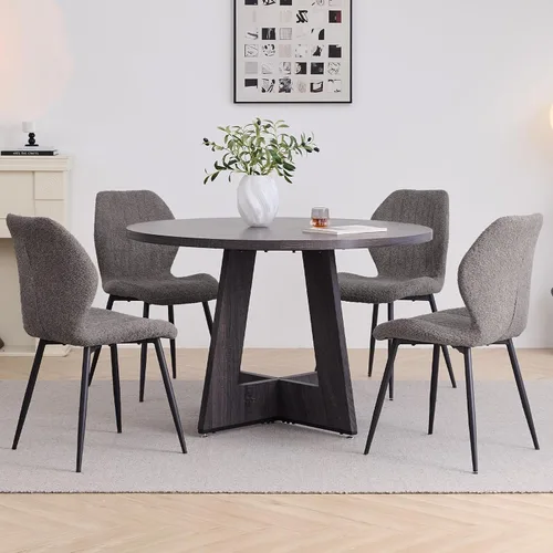 Vista 12 de Juego de mesa de comedor redonda para 4, mesa de cocina y sillas