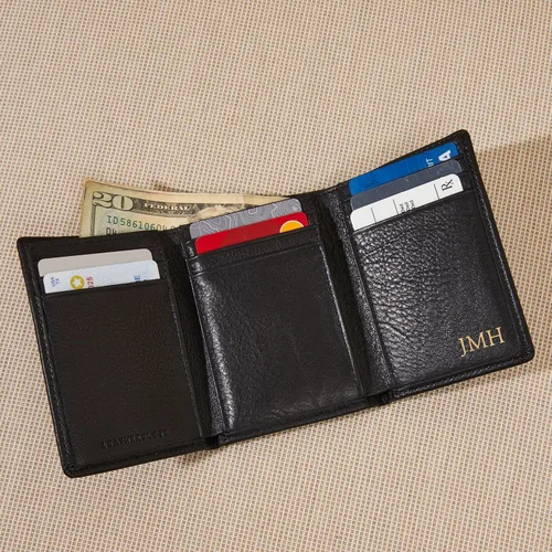 Vista 2 de Leatherology Trifold con cartera para tarjetas Negro Onyx
