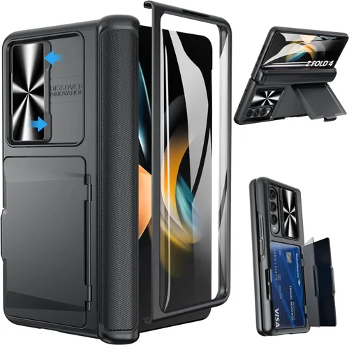 Vista 11 de Viaotaily Funda para Galaxy Z Fold 4 con Soporte para S Pen y Tarjetero y Protección de Bisagra, Protector de Pantalla Integrado y Cubierta