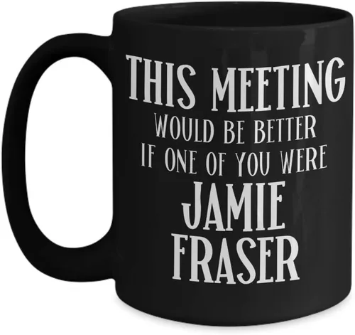 Vista 3 de Jamie Fraser Taza para fanático de Outlander regalo para mujeres Jamie taza para hombres regalo de Navidad divertidas tazas de café, 11onza, Negro