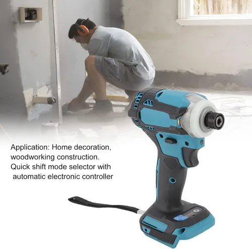 Vista 4 de Destornillador de impacto sin escobillas de iones de litio con luces LED para construcción de carpintería y proyectos de bricolaje