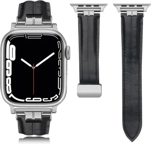Vista 8 de Mxiixnai - Correas de cuero compatibles con Apple Watch Band 1.929 in 1.772 in 1.732 in 1.654 in 1.614 in 1.575 in 1.496 in, cuero genuino