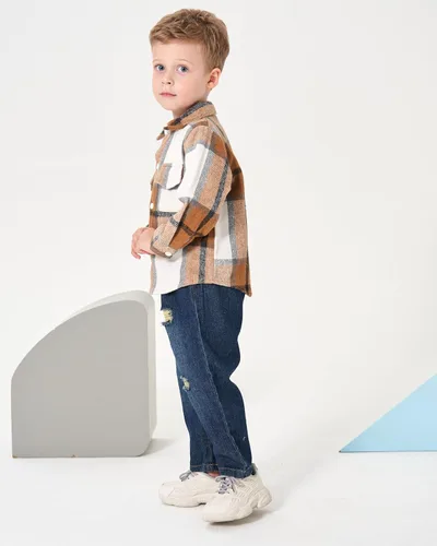 Vista 4 de Renotemy Conjunto de ropa para bebé niño y niño, conjunto de pantalones de mezclilla para otoño e invierno