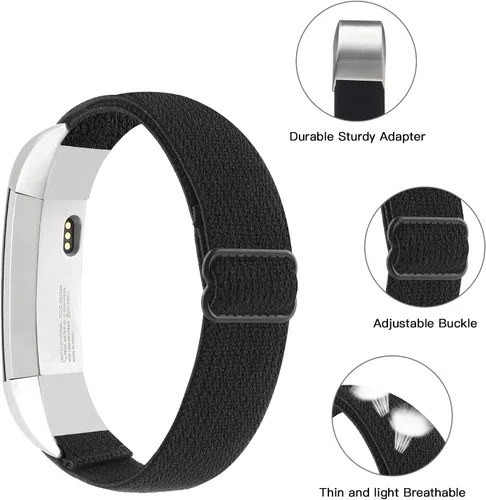 Vista 3 de Bandas elásticas ajustables compatibles con Fitbit Alta/Alta HR, correas deportivas de nailon elástico suave y transpirable de repuesto para mujeres