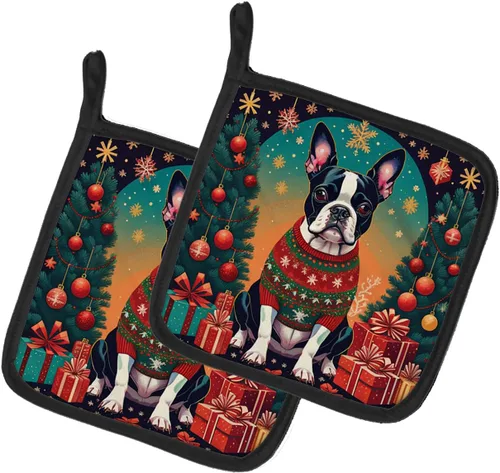 Vista 16 de Affenpinscher - Par de soportes para ollas de Navidad