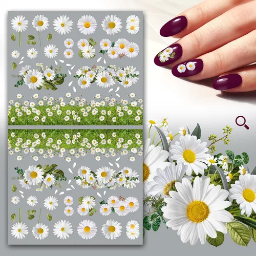 Vista 11 de Pegatinas para uñas (5 hojas) FLONZNAIL Cherry Sakura Real Photo Flowers Garden Vintage Style Ocho