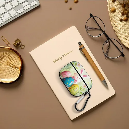 Vista 7 de Spring Happy Easter Holiday Headphone Cover for AirPods Pro 2nd 1st Generation Case Cover with Keychain, Shockproof Hard Shell Protective Case for