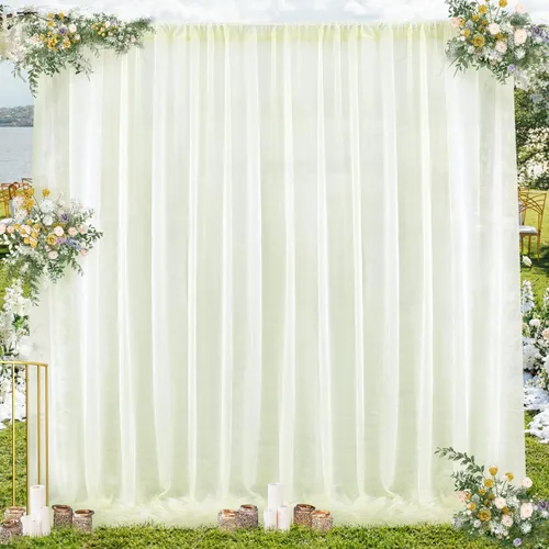 Vista 18 de PARTISKY Cortinas de telón de fondo de gasa negra de 10 x 7 pies, cortinas de fotos de tela transparente sin arrugas para boda, ceremonia, arco