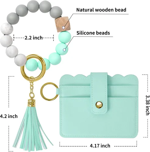 Vista 3 de YUOROS Llavero billetera cartera de pulsera para mujer llavero pulsera tarjetero
