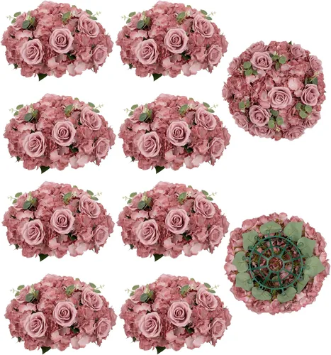 Vista 12 de BLOSMON Bolas de Flores Artificiales Centros de Mesa de Boda 2 Piezas 11.8" Lila Flores Falsas Rosa Hortensia Arreglo de Bolas Centro de Mesa