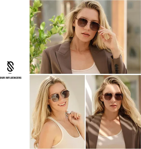 Vista 3 de SOJOS Lentes de sol hexagonales retro para mujeres y hombres, clásicos, vintage, UV400, doble puente cuadrado, lentes de sol SJ1222