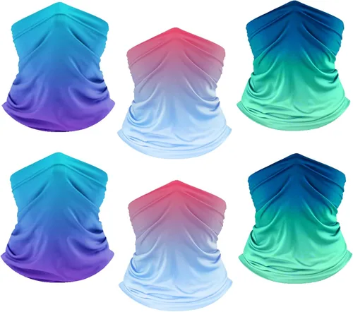 Vista 12 de UPF 50+ Sun Protection UV Cooling Neck Gaiter Face Mask Gradient Color Scarf Breathable Bandana for Men & Women