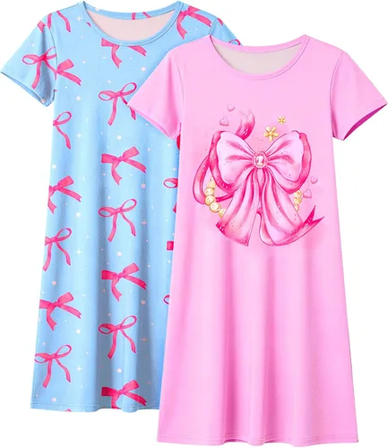 Vista 8 de Sylfairy 2 camisones para niñas, pijamas de princesa, vestido de dormir para niñas pequeñas