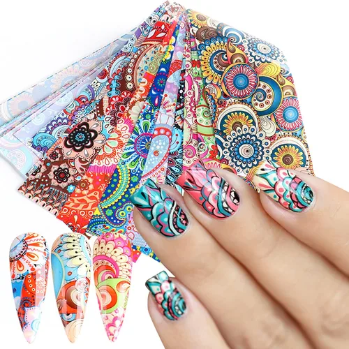 Vista 13 de Calcomanías holográficas de transferencia de uñas, hojas de esmalte de uñas de corazón de amor, láminas de transferencia de papel estrellado