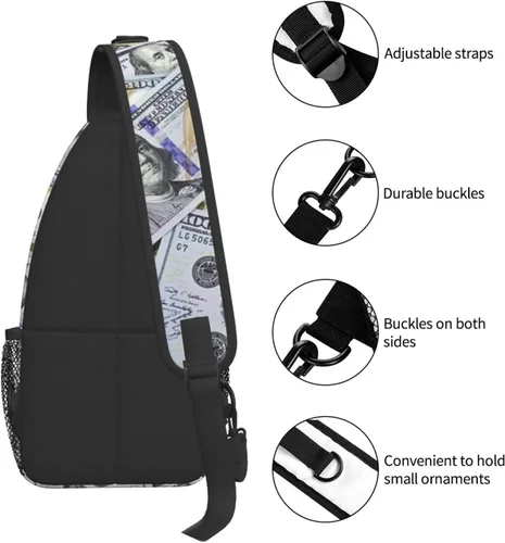 Vista 5 de Us Bill Dollars Money - Bolso de pecho unisex para viajes, senderismo, bolsa de hombro cruzada para mujeres y hombres, US Bill Dollars Money A1