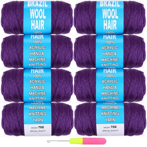 Vista 31 de COOKOO 2 rollos de hilo de lana brasileña color negro natural para cabello trenzado de ganchillo, trenzas, torsión, urdimbres, torsión senegalesa