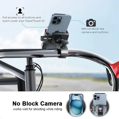 Vista 6 de Soporte universal ajustable para teléfono de bicicleta compatible con iPhone 15/14/13/12 Pro Max, Samsung Galaxy S23/S22 Ultra, accesorios