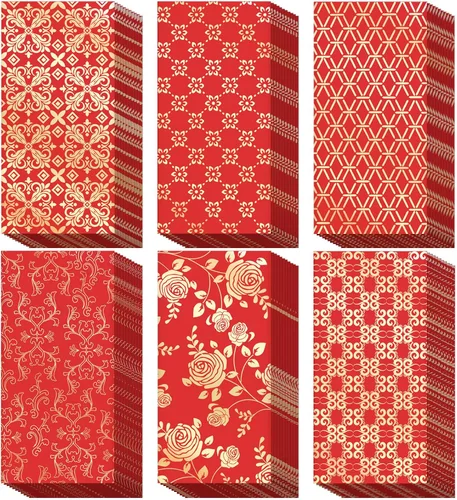 Vista 8 de 66 sobres rojos de Año Nuevo chino Hong Bao – 6 sobres de dinero de diseño para festival de primavera del año lunar, cumpleaños, fiesta de boda