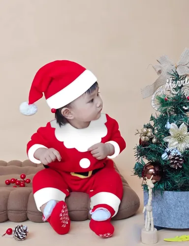 Vista 2 de AGQT Disfraces de Navidad de Papá Noel para bebés niños y niñas, talla 0-24 meses
