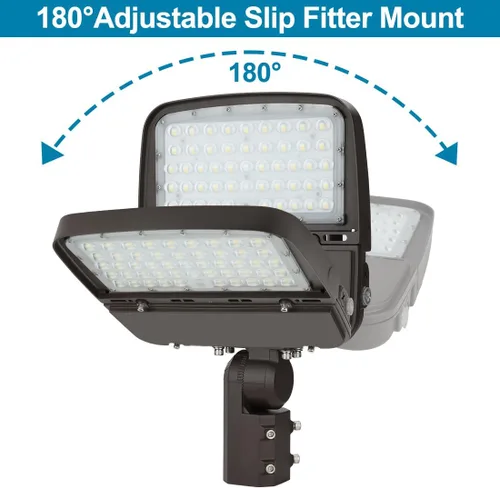 Vista 4 de Luz LED de estacionamiento de 150 W con fotocélula del anochecer al amanecer, luz LED regulable para caja de zapatos al aire libre con soporte