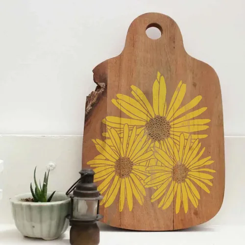 Vista 5 de Plantilla de margarita, plantillas florales para pintar sobre madera, papel, tela, muebles, plantillas para manualidades, reutilizables para arte